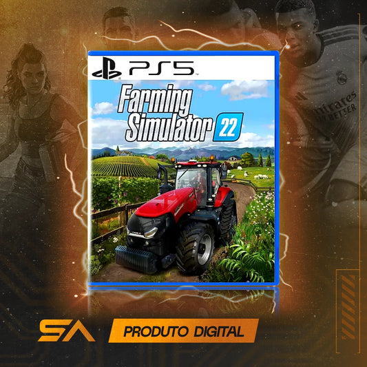 Capa oficial do jogo Farming Simulator 22 para PS5 em Mídia Digital