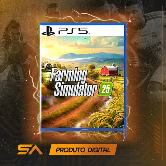 Capa oficial do jogo Farming Simulator 25 para PS5 em Mídia Digital