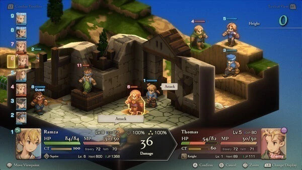 Gameplay e captura de tela de Final Fantasy Tactics - The Ivalice Chronicles - PS4