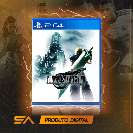 Capa oficial do jogo Final Fantasy VII Remake para PS4 em Mídia Digital