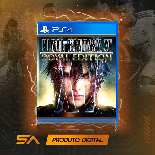 Capa oficial do jogo Final Fantasy XV Royal Edition para PS4 em Mídia Digital