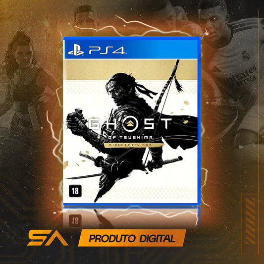 Capa oficial do jogo Ghost of Tsushima Versão do Diretor para PS4 em Mídia Digital