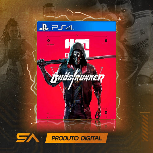 Capa oficial do jogo Ghostrunner para PS4 em Mídia Digital