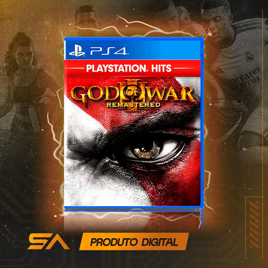 Capa oficial do jogo God of War III Remastered para PS4 em Mídia Digital