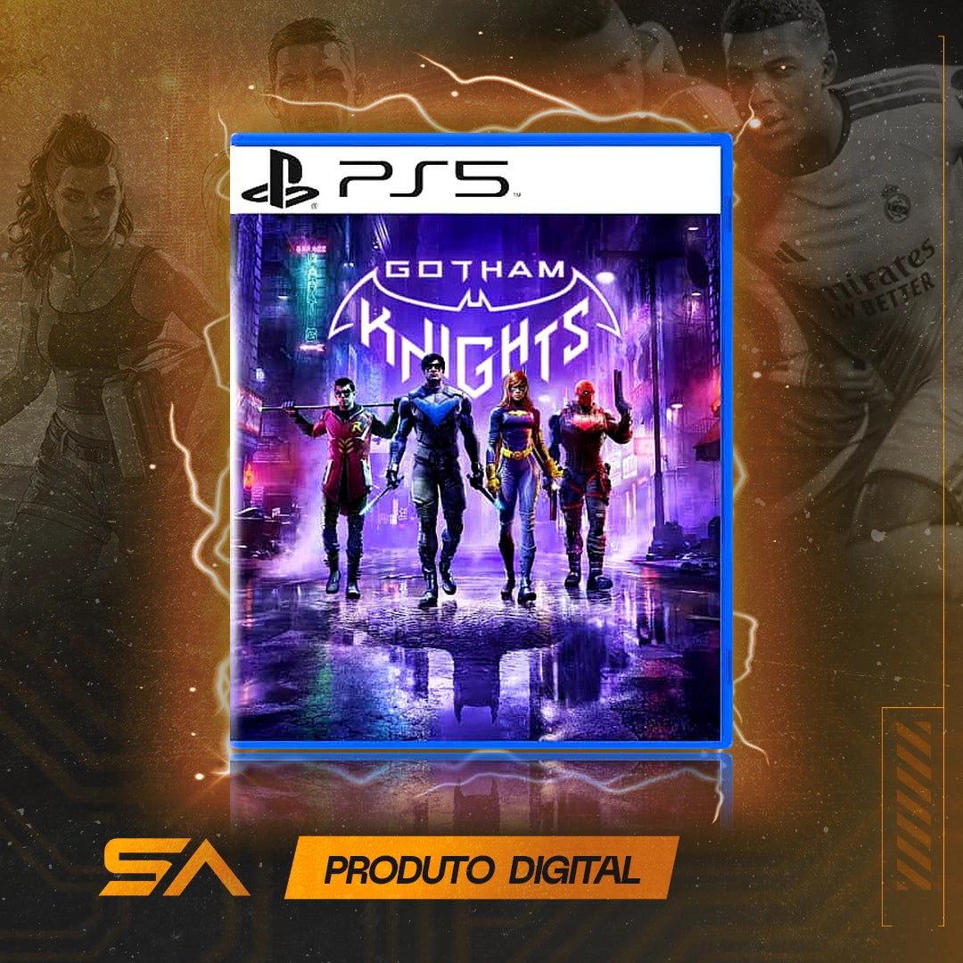 Capa oficial do jogo Gotham Knights para PS5 em Mídia Digital