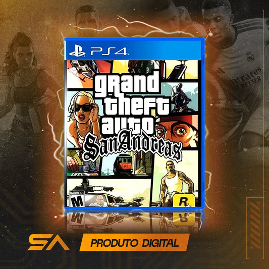 Capa oficial do jogo Grand Theft Auto San Andreas - GTA para PS4 em Mídia Digital