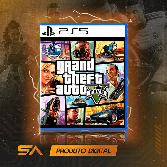 Capa oficial do jogo Grand Theft Auto V GTA para PS5 em Mídia Digital