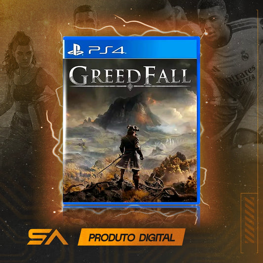 Capa oficial do jogo Greedfall para PS4 em Mídia Digital