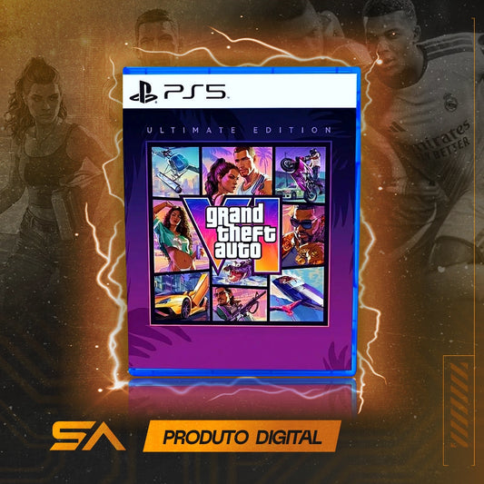 Capa oficial do jogo GTA VI Ultimate Edition- Pré Venda para PS5 em Mídia Digital