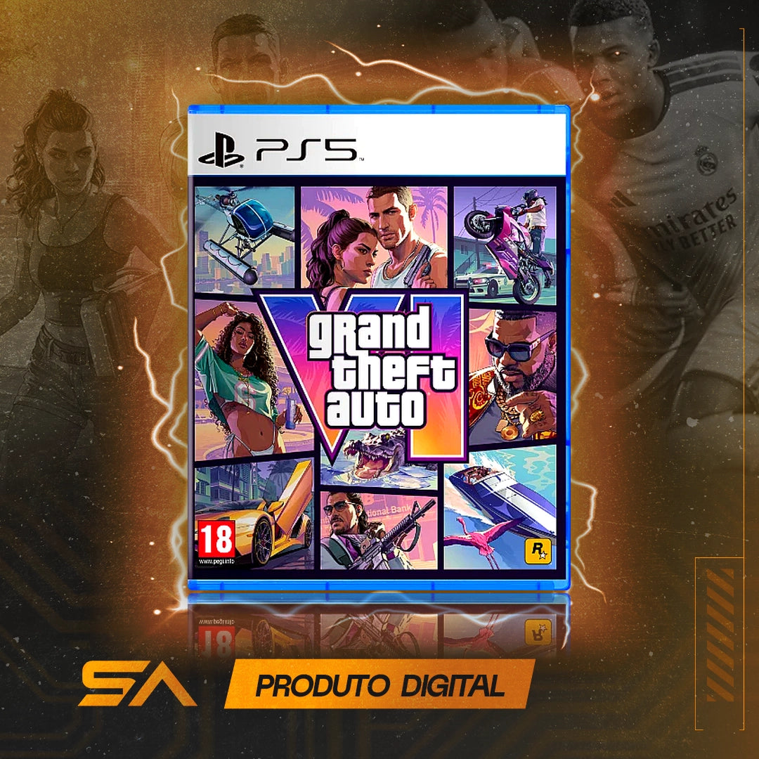 Capa oficial do jogo GTA VI - Pré Venda para PS5 em Mídia Digital