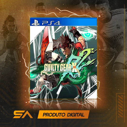 Capa oficial do jogo Guilty Gear Xrd Rev 2 para PS4 em Mídia Digital