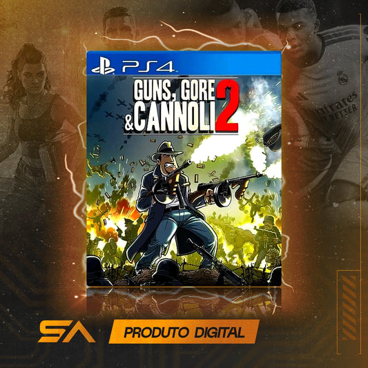 Capa oficial do jogo Guns, Gore and Cannoli 2 para PS4 em Mídia Digital