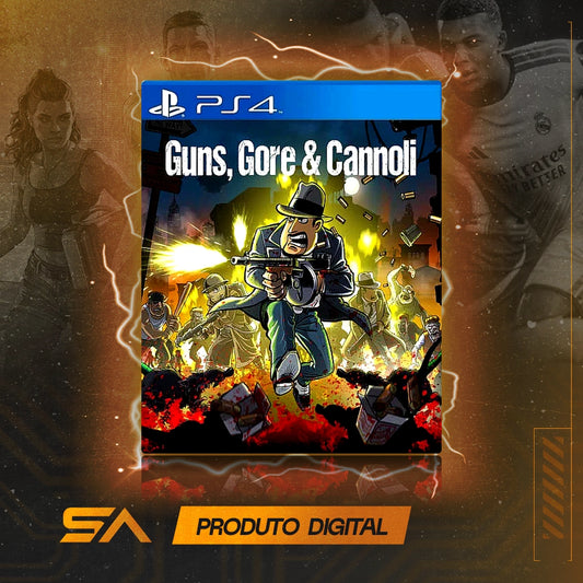 Capa oficial do jogo Guns, Gore and Cannoli para PS4 em Mídia Digital