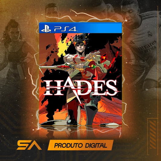 Capa oficial do jogo Hades para PS4 em Mídia Digital