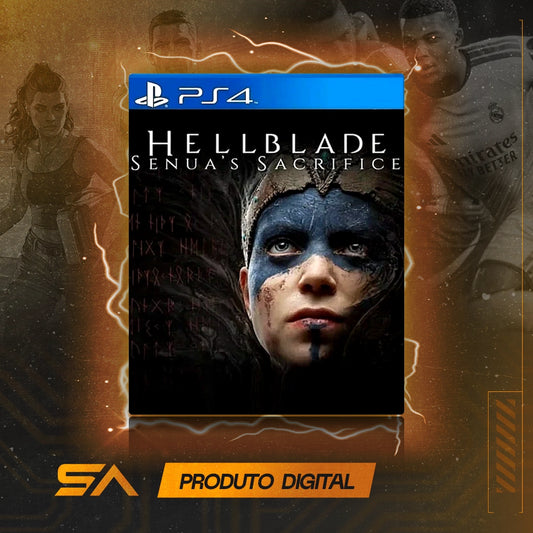 Capa oficial do jogo Hellblade Senua's Sacrifice para PS4 em Mídia Digital