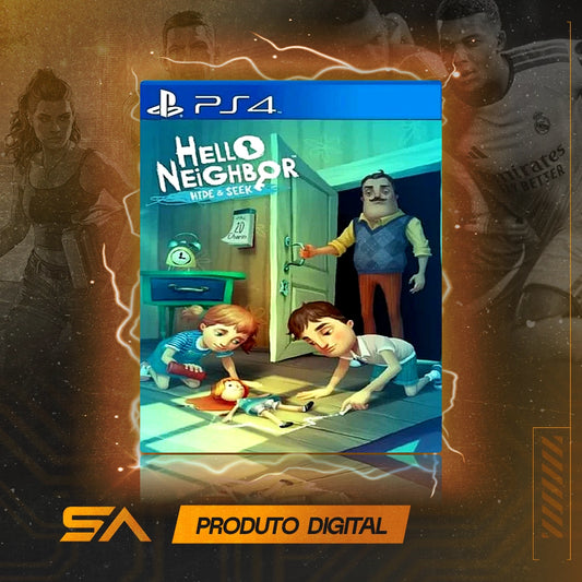 Capa oficial do jogo Hello Neighbor Hide and Seek para PS4 em Mídia Digital