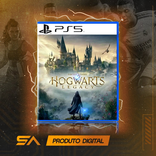 Capa oficial do jogo Hogwarts Legacy para PS5 em Mídia Digital