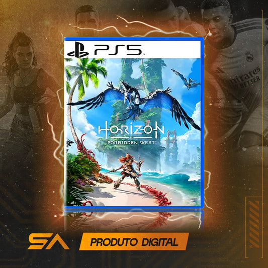 Capa oficial do jogo Horizon Forbidden West para PS5 em Mídia Digital