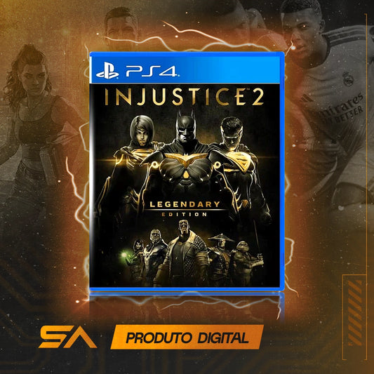 Capa oficial do jogo Injustice 2 Legendary Edition para PS4 em Mídia Digital