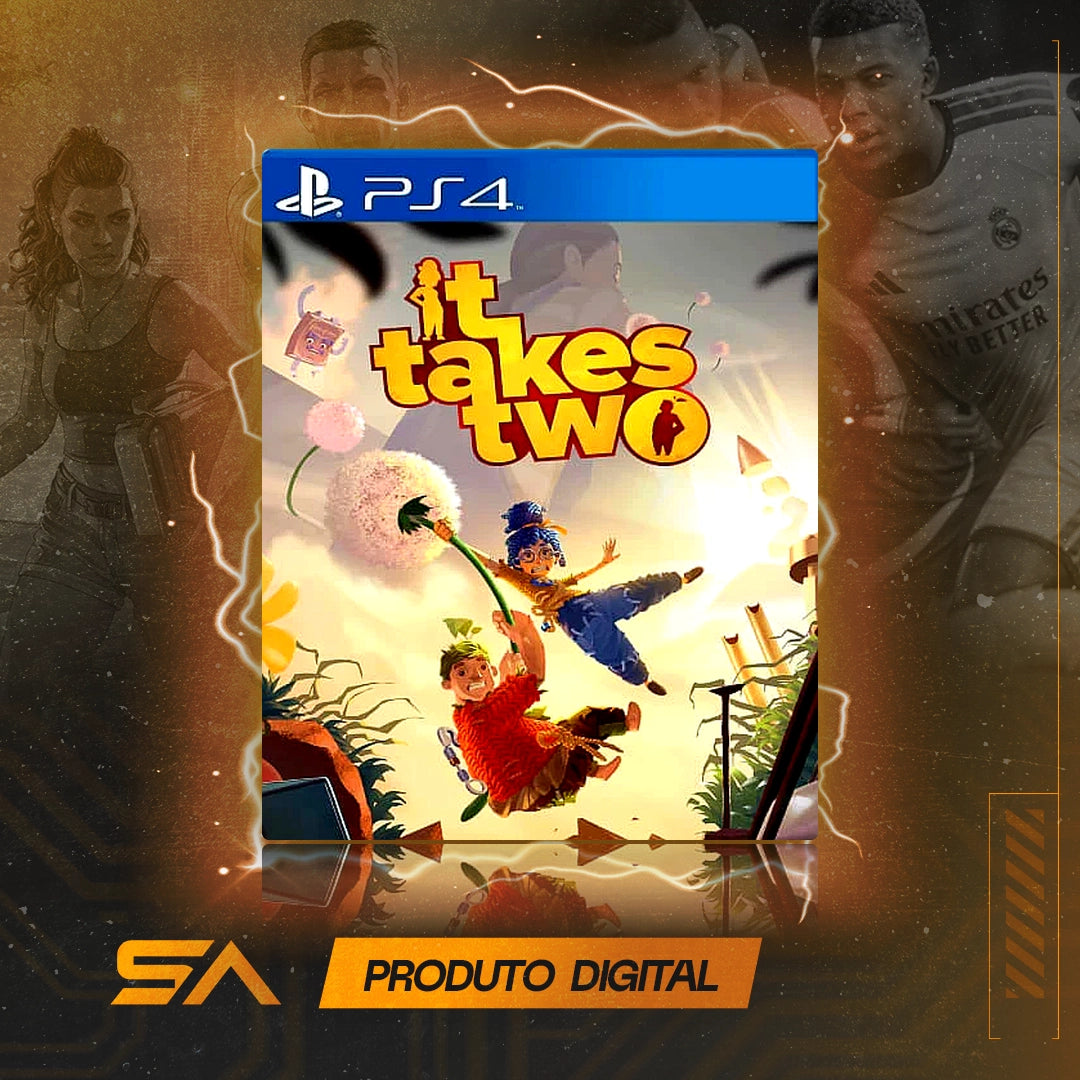 Capa oficial do jogo It Takes Two para PS4 em Mídia Digital