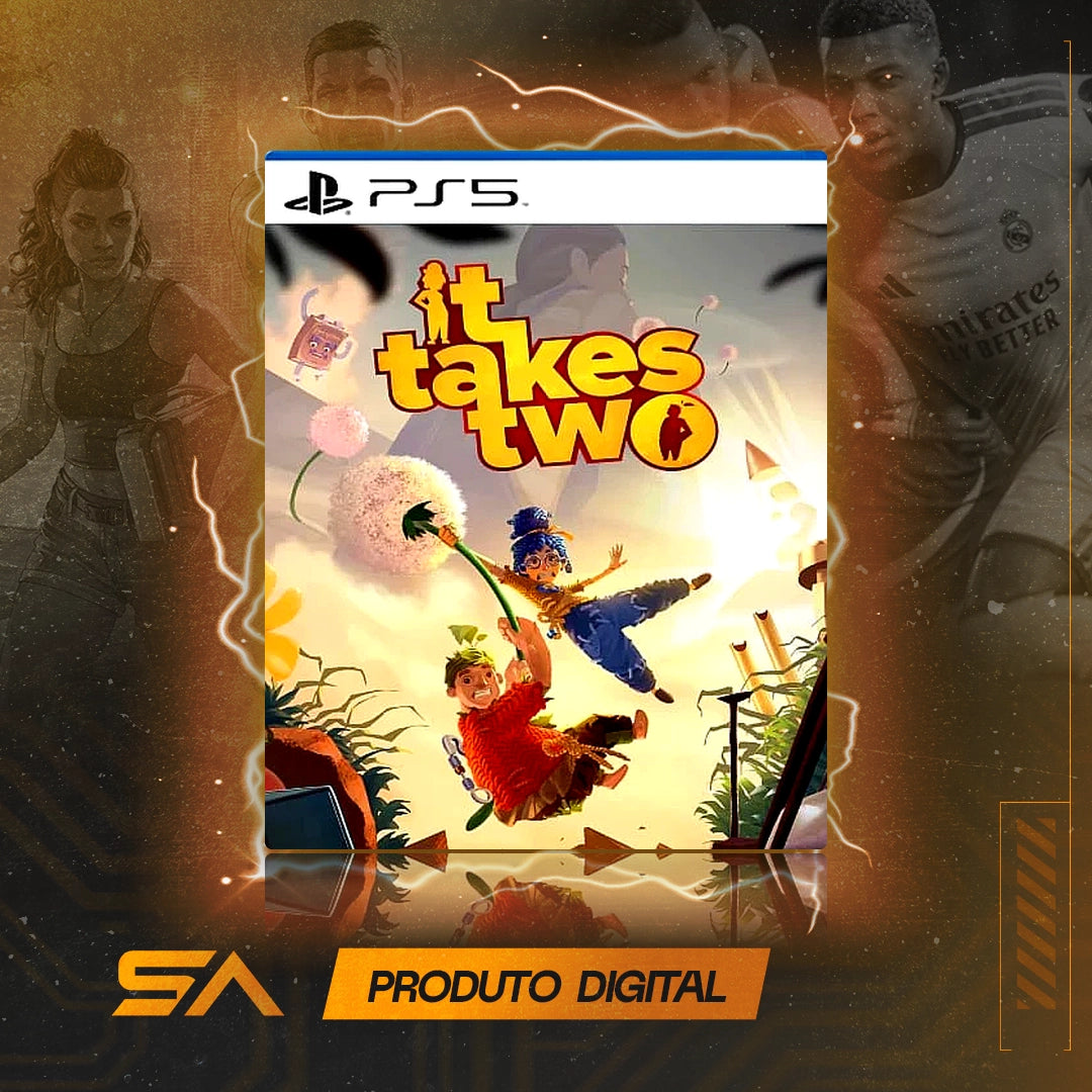 Capa oficial do jogo It Takes Two para PS5 em Mídia Digital