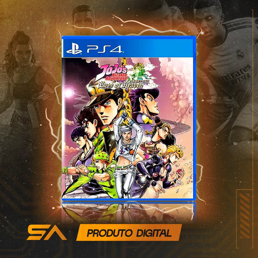 Capa oficial do jogo Jojo's Bizarre Adventure Eyes of Heaven Bundle para PS4 em Mídia Digital