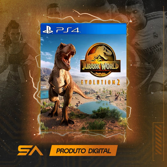 Capa oficial do jogo Jurassic World Evolution 2 para PS4 em Mídia Digital