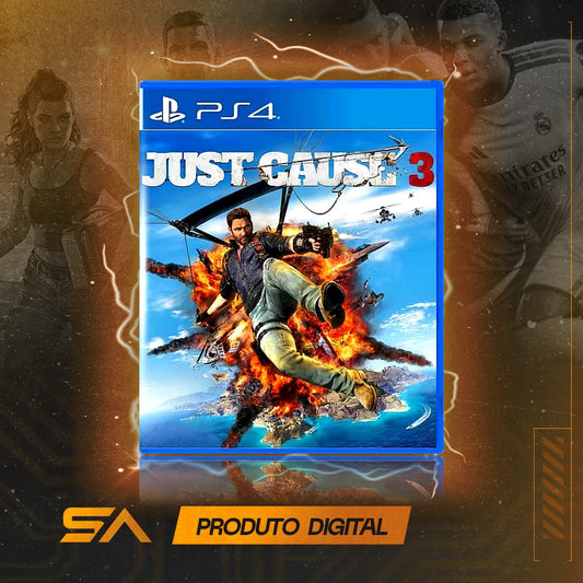 Capa oficial do jogo Just Cause 3 para PS4 em Mídia Digital