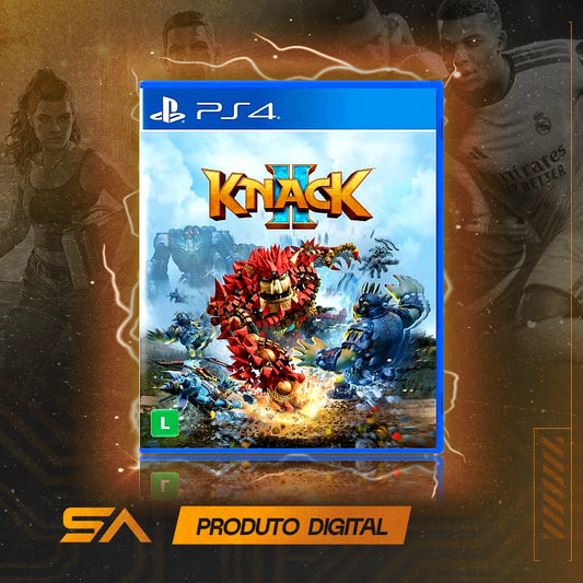 Capa oficial do jogo Knack 2 para PS4 em Mídia Digital