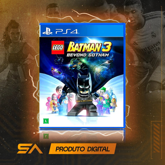Capa oficial do jogo LEGO Batman 3: Além de Gotham para PS4 em Mídia Digital