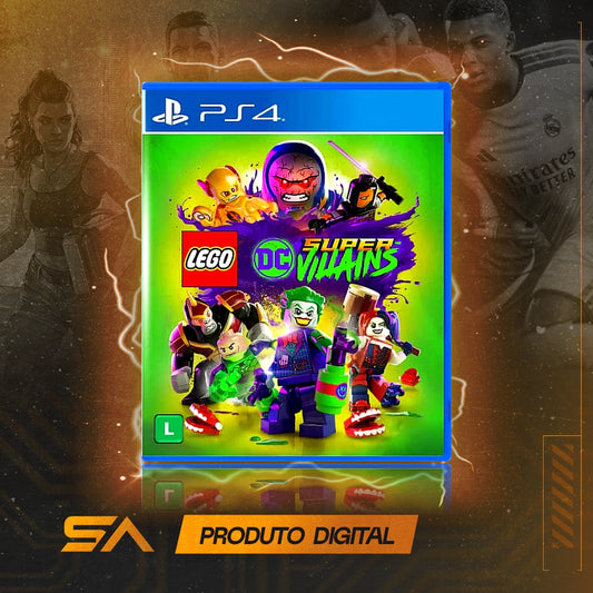 Capa oficial do jogo LEGO Dc Super-Vilões para PS4 em Mídia Digital
