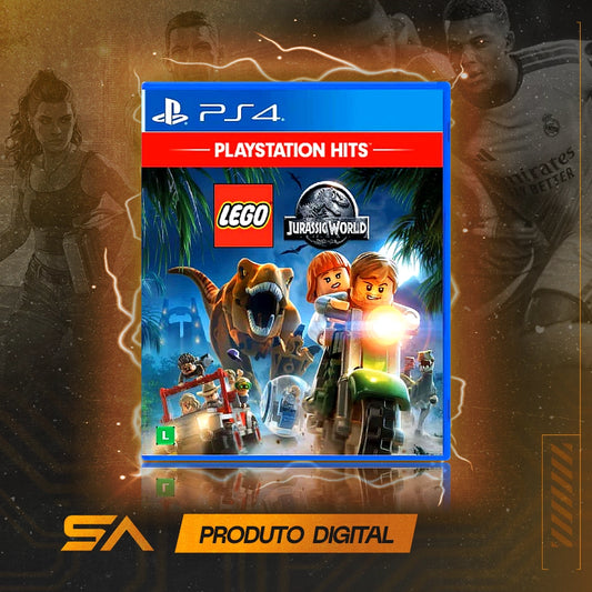 Capa oficial do jogo LEGO Jurassic World O Mundo dos Dinossauros para PS4 em Mídia Digital