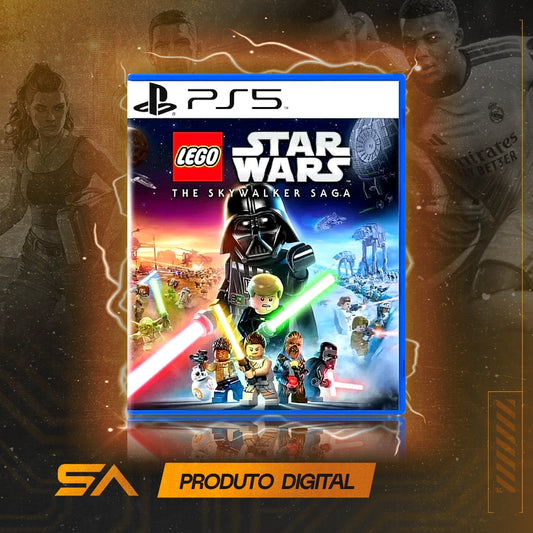 Capa oficial do jogo LEGO Star Wars A Saga Skywalker para PS5 em Mídia Digital