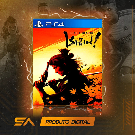 Capa oficial do jogo Like A Dragon: Ishin! para PS4 em Mídia Digital