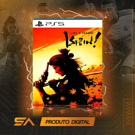 Capa oficial do jogo Like A Dragon: Ishin! para PS5 em Mídia Digital
