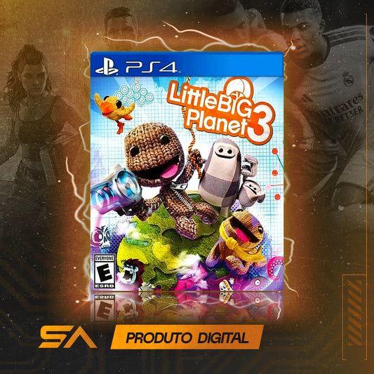 Capa oficial do jogo Littlebigplanet 3 para PS4 em Mídia Digital