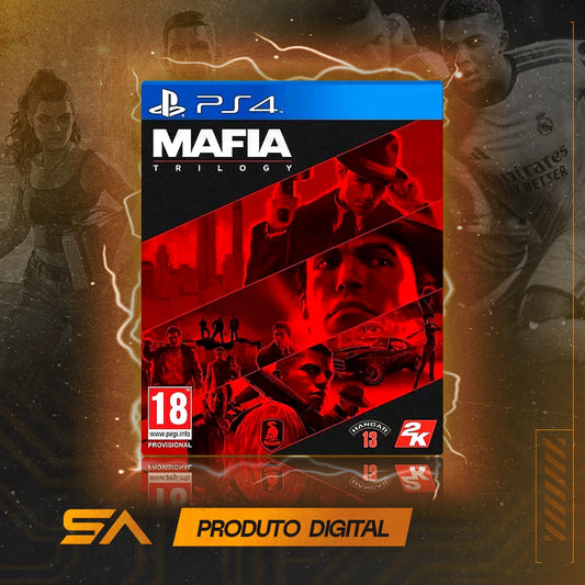 Capa oficial do jogo Mafia Trilogy para PS4 em Mídia Digital
