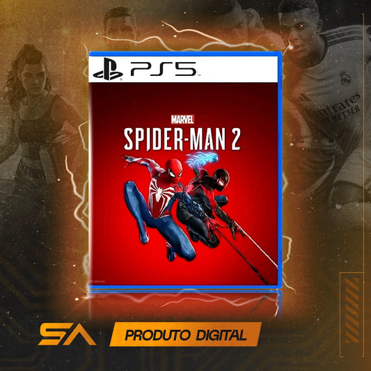 Capa oficial do jogo Marvel's Spider-Man 2 para PS5 em Mídia Digital