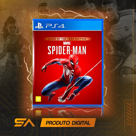 Capa oficial do jogo Marvels Spider Man Game of The Year Edition para PS4 em Mídia Digital