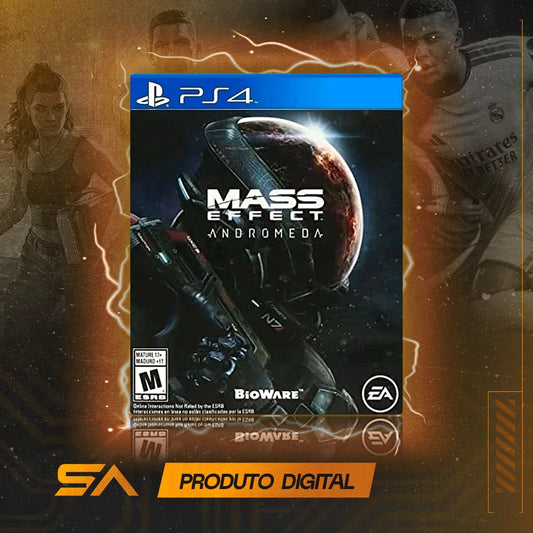 Capa oficial do jogo Mass Effect Andromeda para PS4 em Mídia Digital