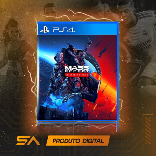 Capa oficial do jogo Mass Effect Legendary Edition para PS4 em Mídia Digital