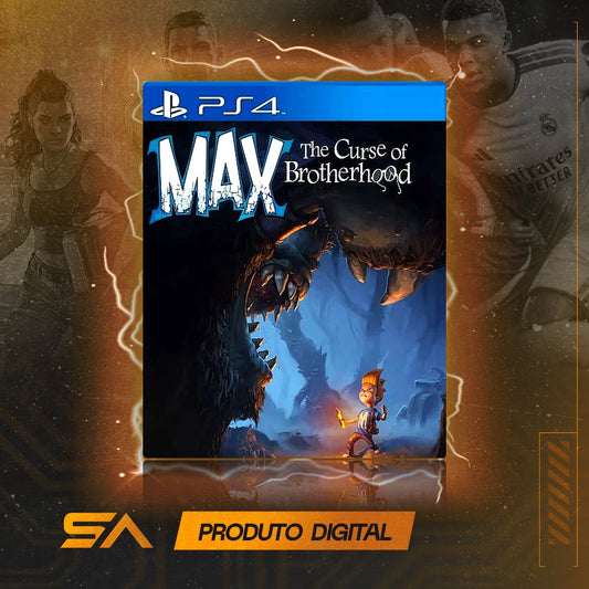 Capa oficial do jogo Max: The Curse of Brotherhood para PS4 em Mídia Digital