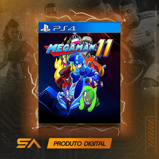 Capa oficial do jogo Mega Man 11 para PS4 em Mídia Digital