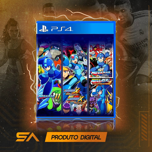 Capa oficial do jogo Mega Man 30th Anniversary Bundle para PS4 em Mídia Digital