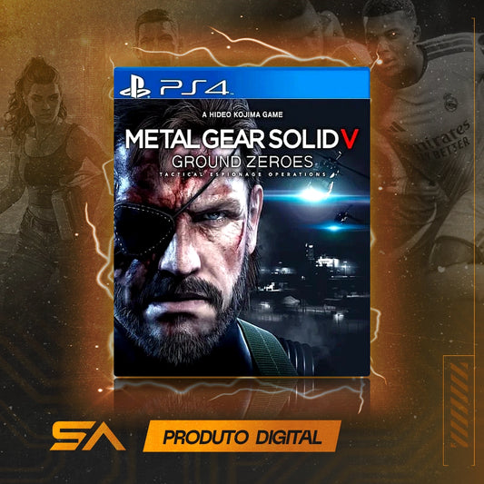 Capa oficial do jogo Metal Gear Solid V Ground Zeroes para PS4 em Mídia Digital