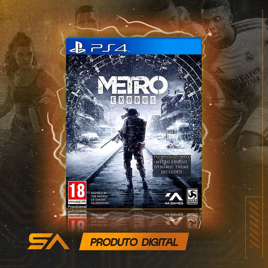 Capa oficial do jogo Metro Exodus para PS4 em Mídia Digital