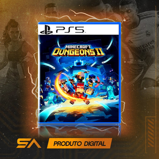 Capa oficial do jogo Minecraft Dungeons II para PS5 em Mídia Digital
