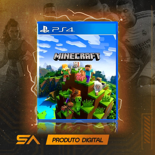 Capa oficial do jogo Minecraft para PS4 em Mídia Digital
