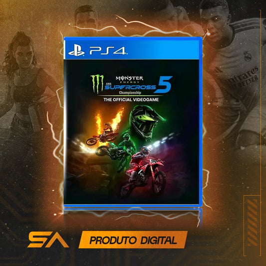 Capa oficial do jogo Monster Energy Supercross - The Official Videogame 5 para PS4 em Mídia Digital