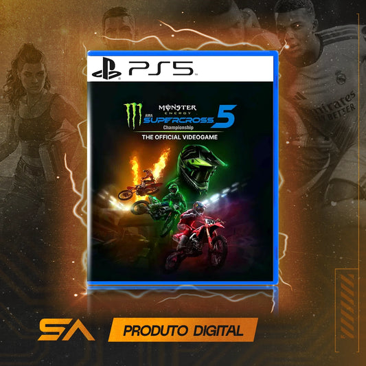 Capa oficial do jogo Monster Energy Supercross - The Official Videogame 5 para PS5 em Mídia Digital